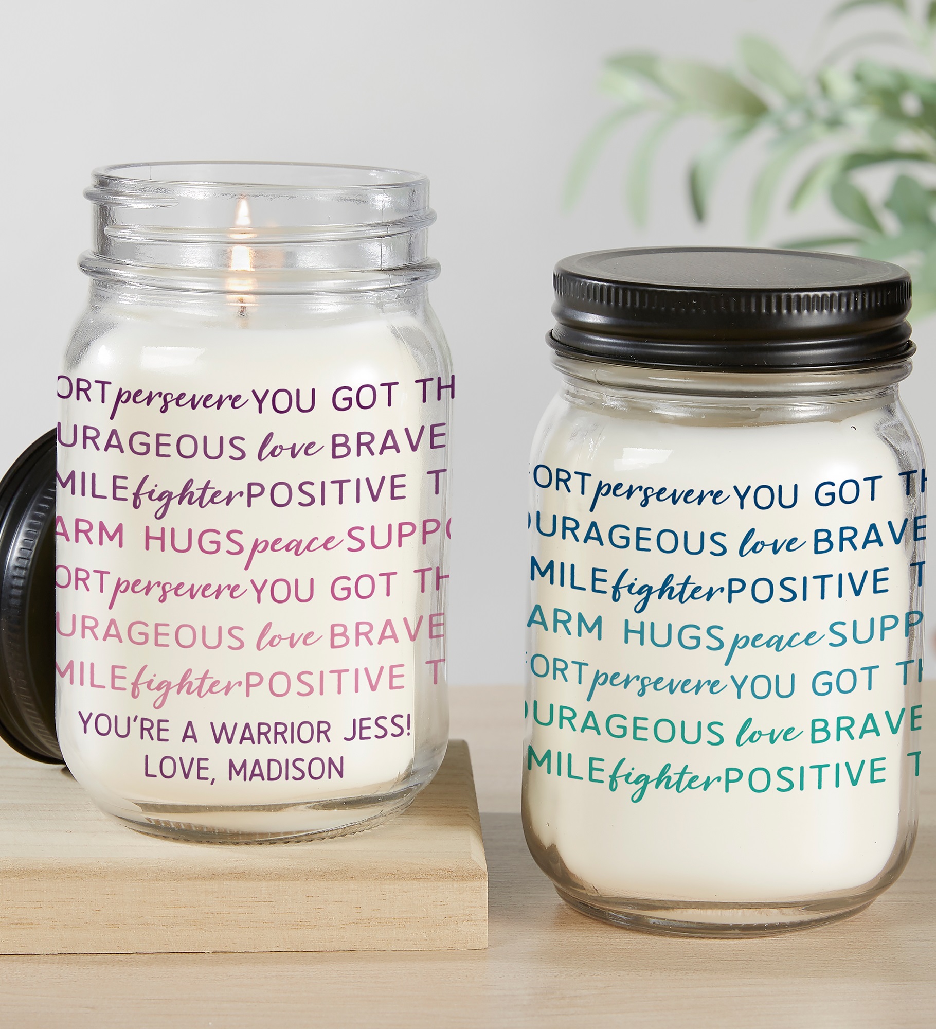 Words of Encouragement Personalized Farmhouse Candle Jar